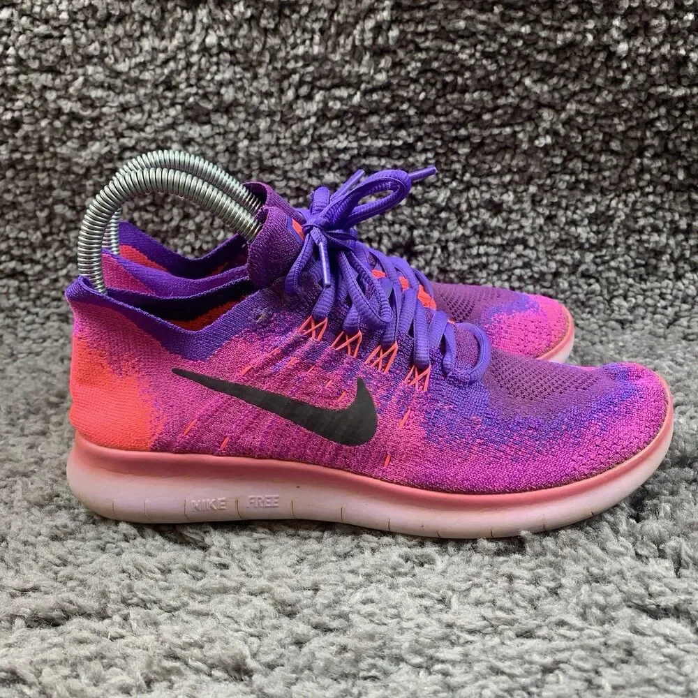 Nike Free RN Flyknit 2017 Womens Size 7.5 Pink Purple Athletic Shoes 880844-600